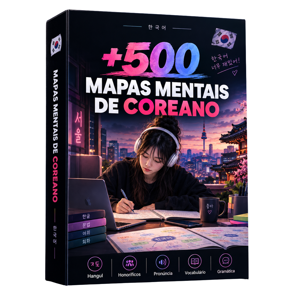 Produto +500 Mapas Mentais de Coreano